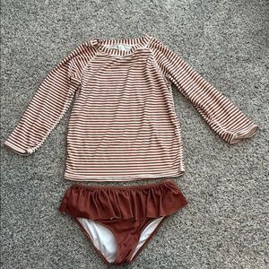 Striped Kids Swim Set - Brown